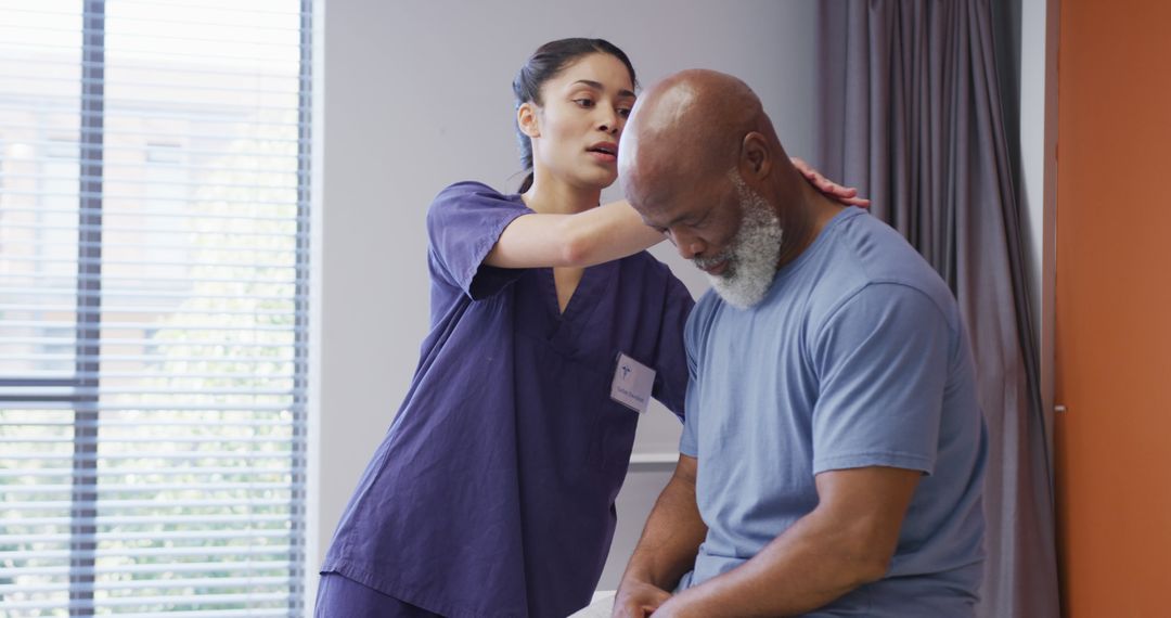 Physical Therapist Assisting Senior Patient with Neck Exercises - Free Images, Stock Photos and Pictures on Pikwizard.com