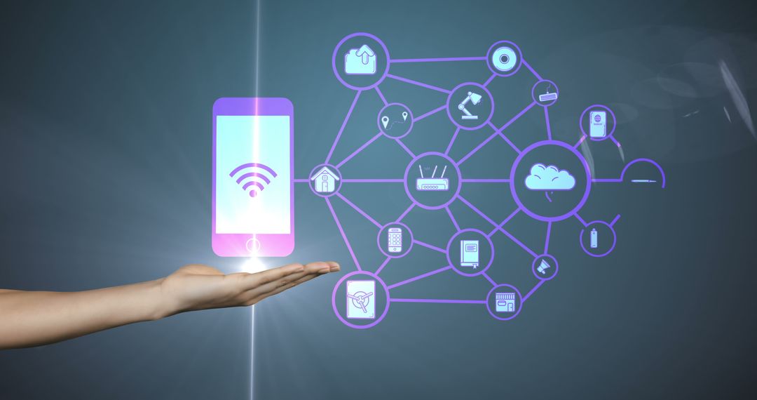 Holographic Smart Home Network Display Above Hand