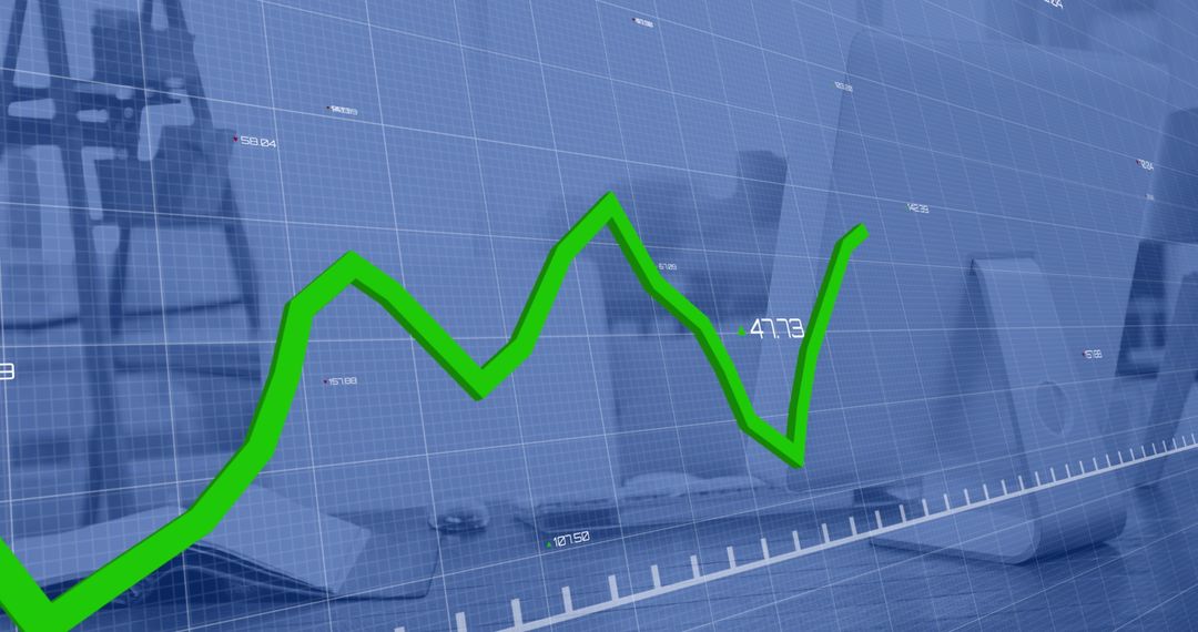 Dynamic Line Graph on Business Office Background Depicting Growth
