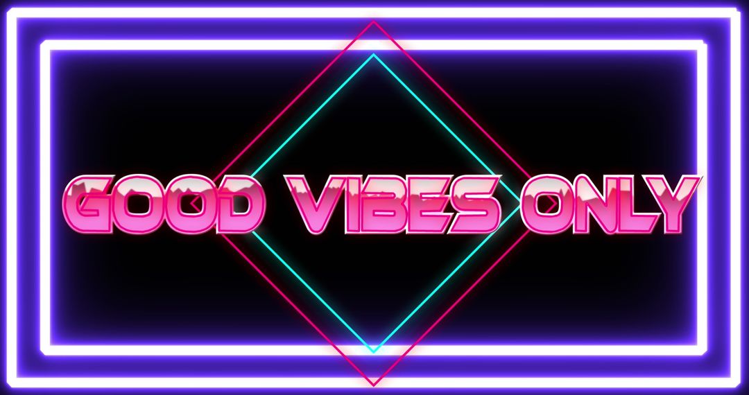Good Vibes Only Neon Digital Graphic with Pink Metallic Letters