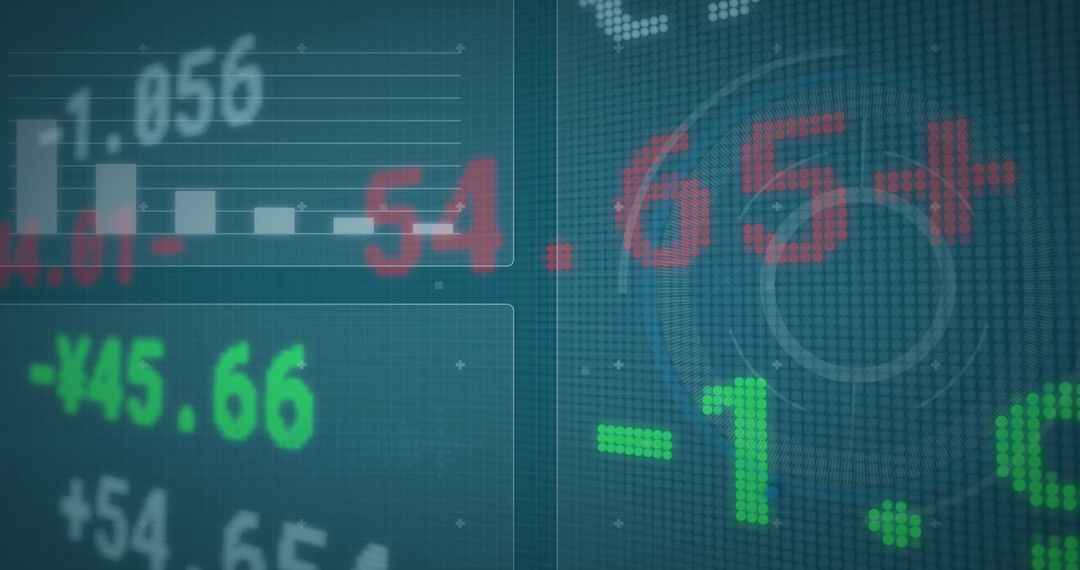 Digital Lines Financial Data Display on Blue Background