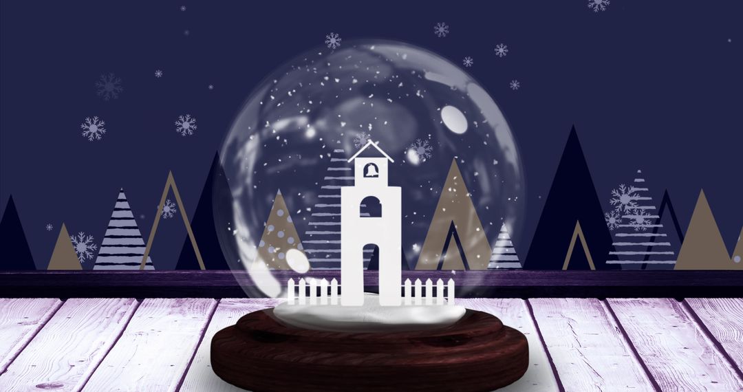 Snow Globe with Winter Scene and Falling Snowflakes