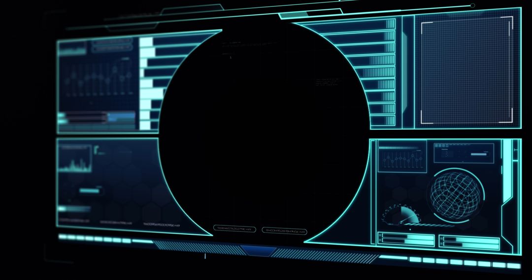 Futuristic Interactive Digital Display with Data Visualizations