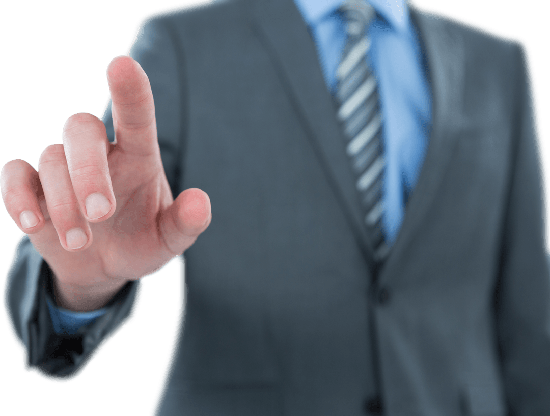 Businessman Using Transparent Futuristic Touch Interface