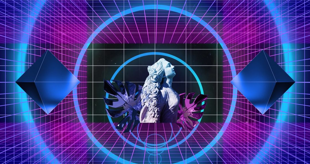 Abstract 3D Geometric Shapes and Vintage Sculpture