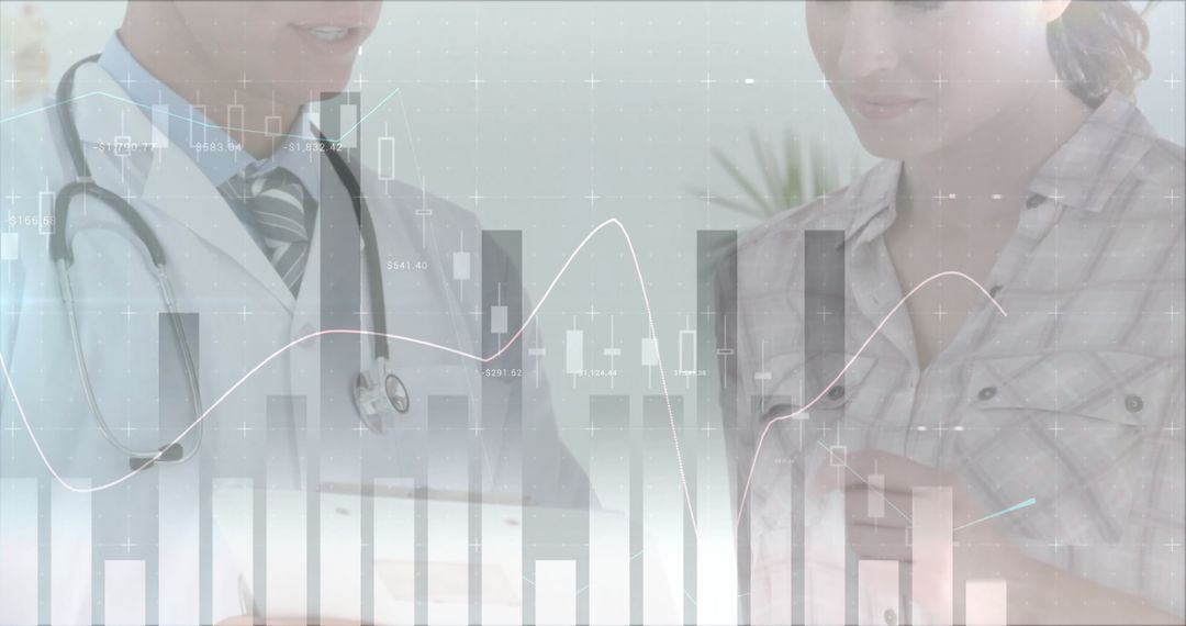 Doctor and Patient Analyzing Digital Health Data Interface