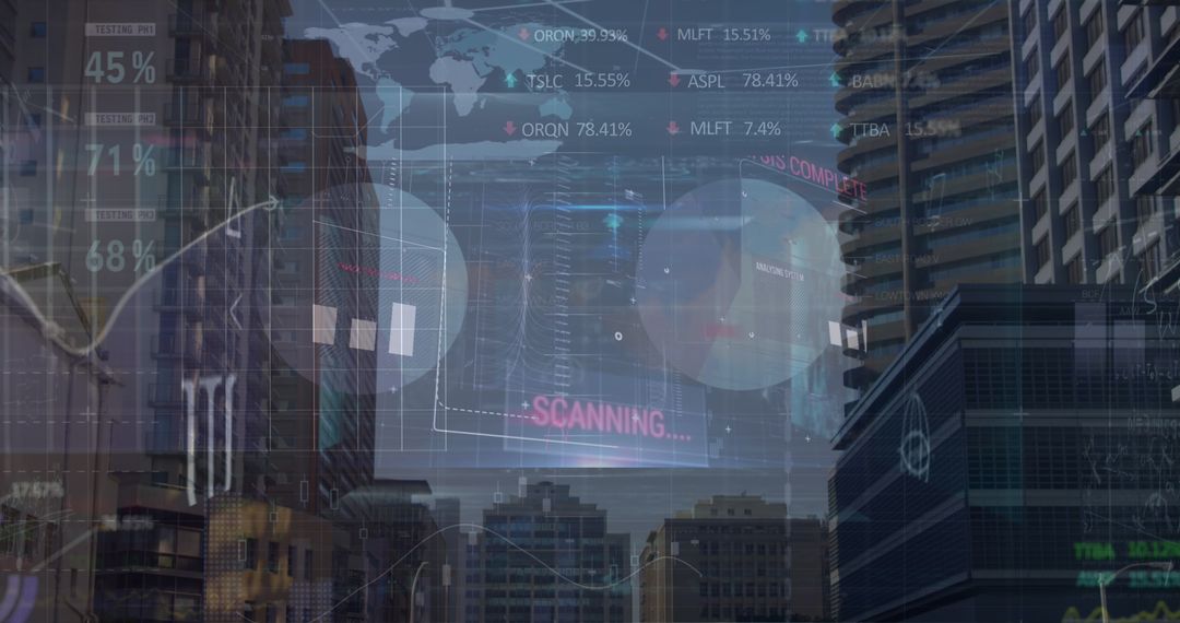 Abstract Futuristic Cityscape and Data Layers Fusion