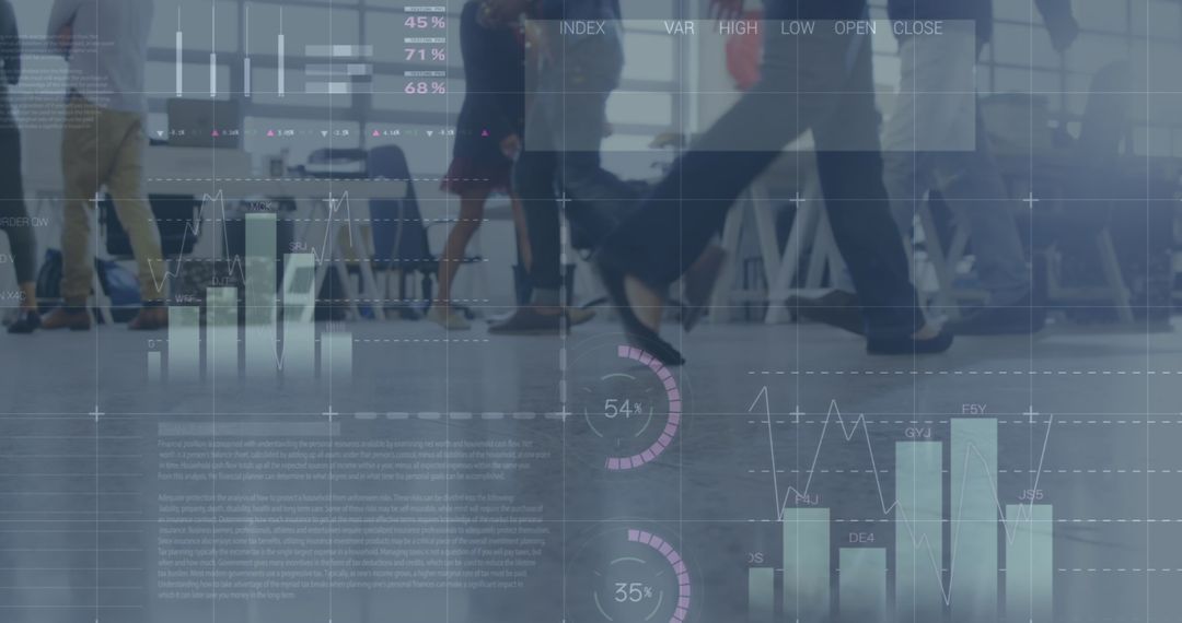 Financial Data Overlay on Business Crowd in Office Environment