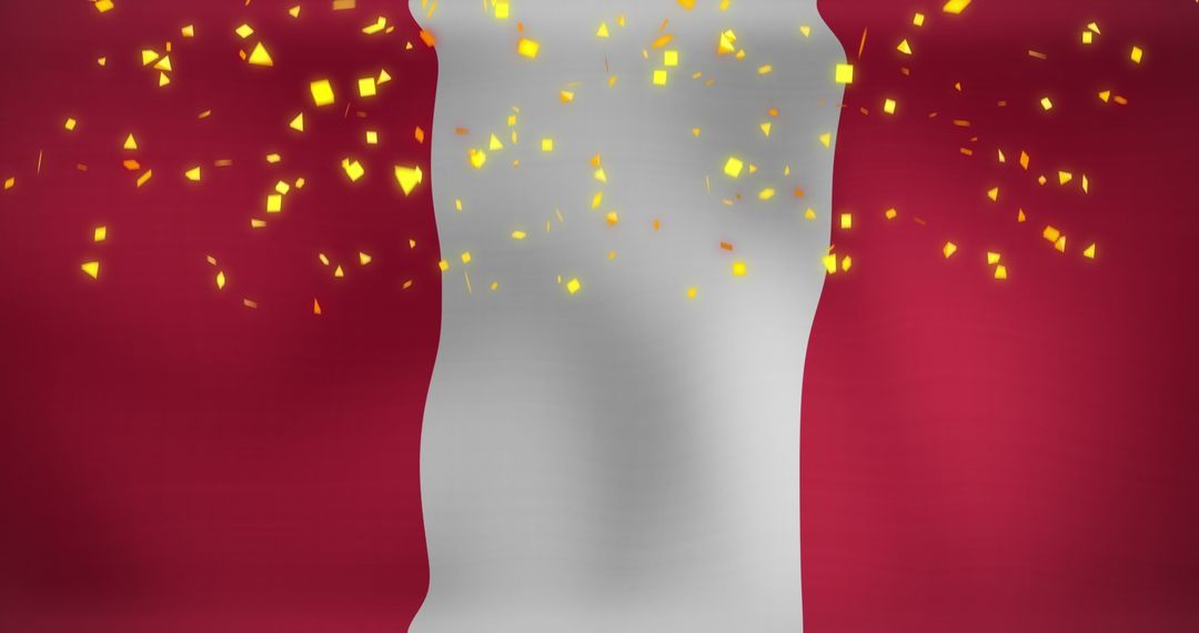 Celebration of Peruvian Flag with Falling Confetti