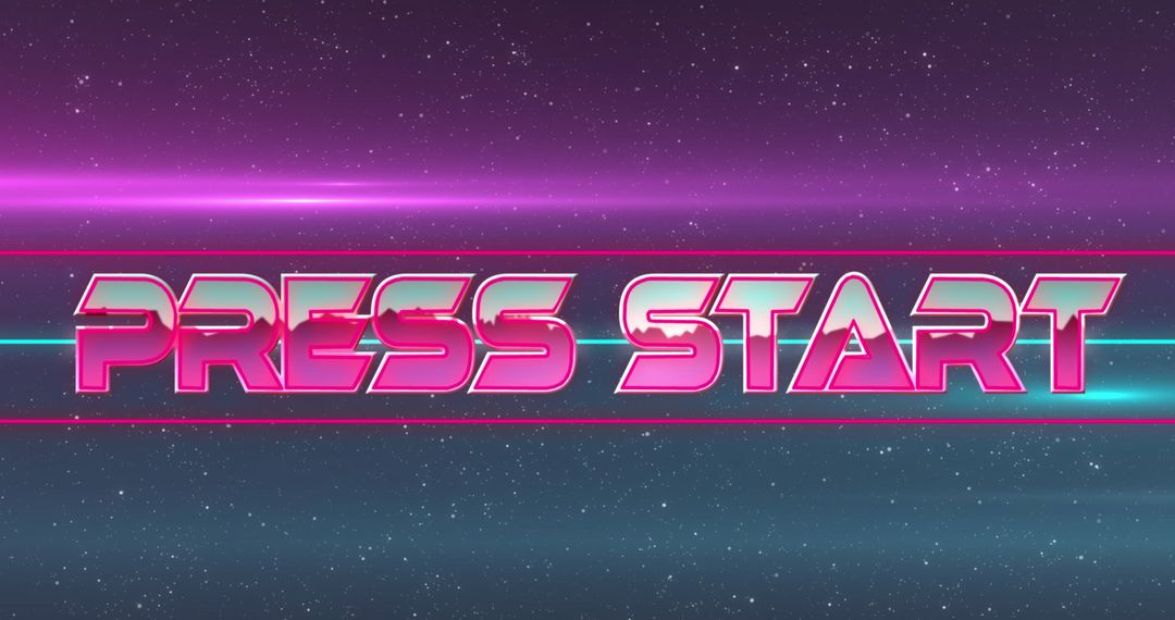 Retro Futuristic Press Start Screen with Neon Text