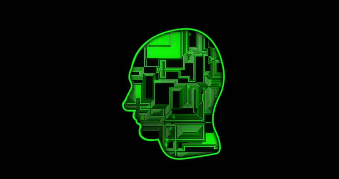 Futuristic Human Technology Concept with Neon Circuit Board