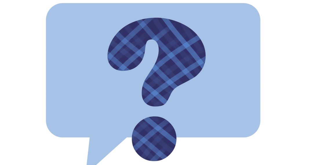 Plaid Question Mark in Blue Speech Bubble