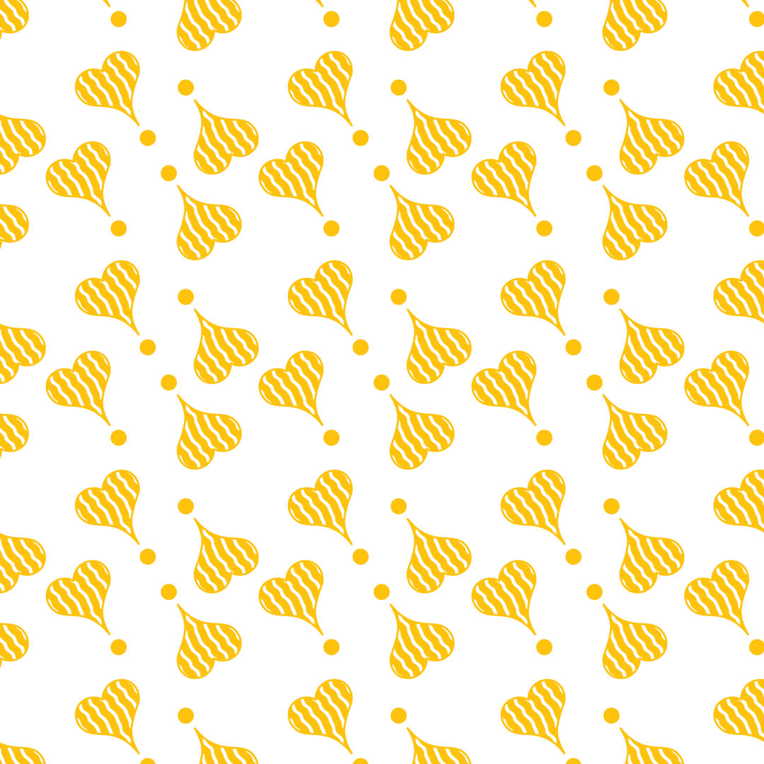 Transparent Pattern with Yellow Hearts and Circles Repeated
