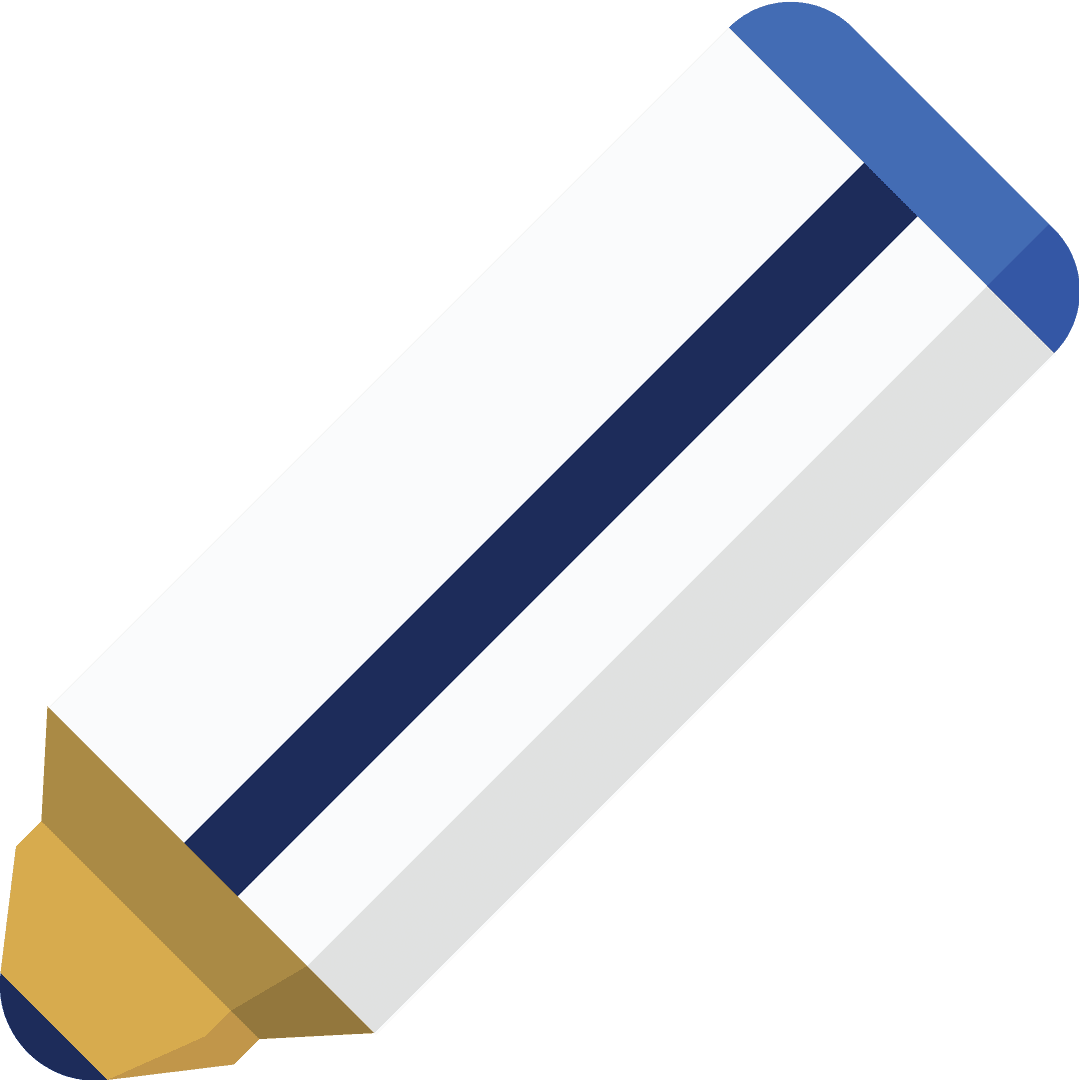 Isolated Abstract White and Blue Pencil Shape on Transparent Background