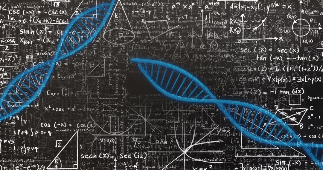DNA Strands Overlayed on Mathematical Equations