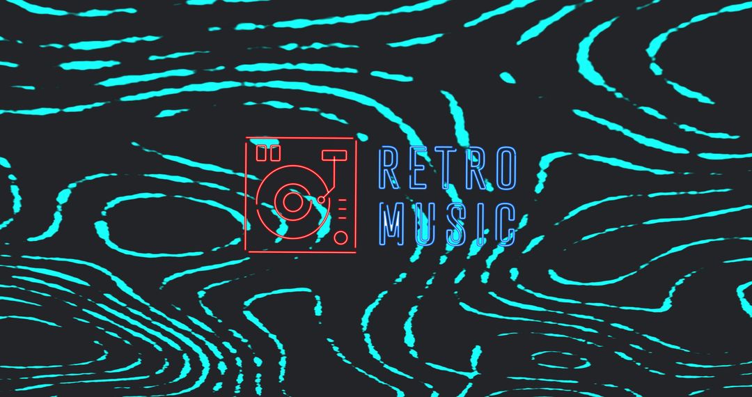 Retro Music Theme with Vibrant Waves Background