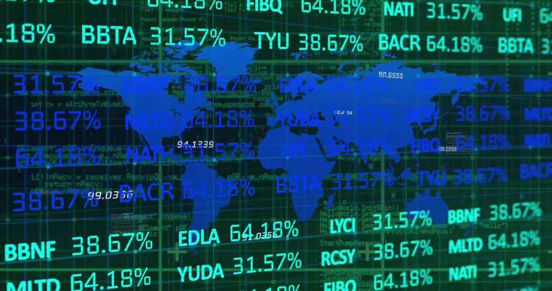 Global Financial Data Processing with World Map Overlay