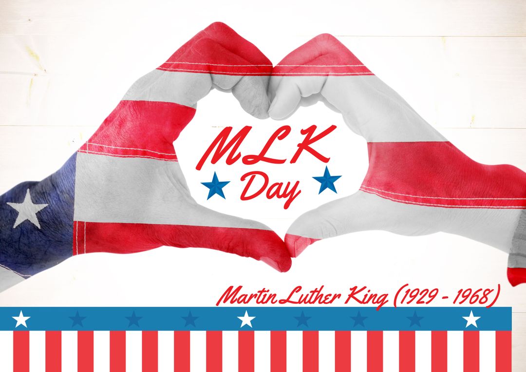 MLK Day Celebration Heart Hands with American Flag