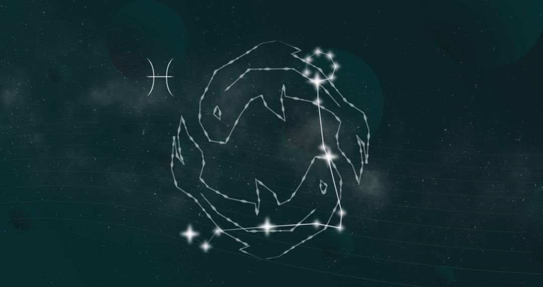 Pisces Zodiac Constellation with Glowing Stars on Mystic Background