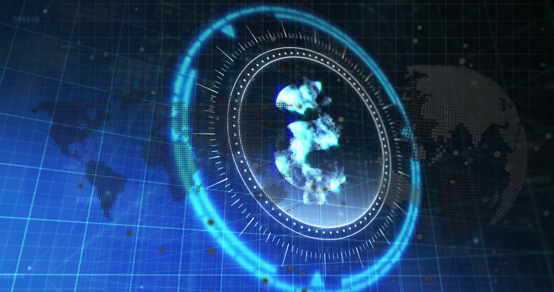 Holographic Euro Symbol in Digital Interface with HUD