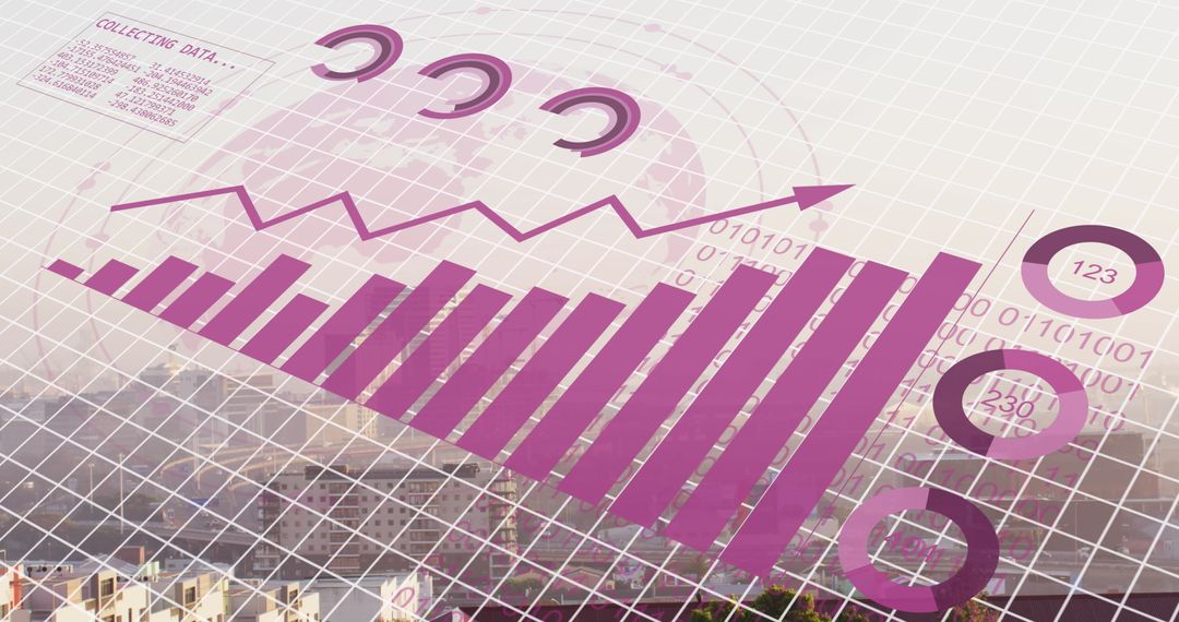 Digital Data Processing with Abstract Bar Chart Overlay