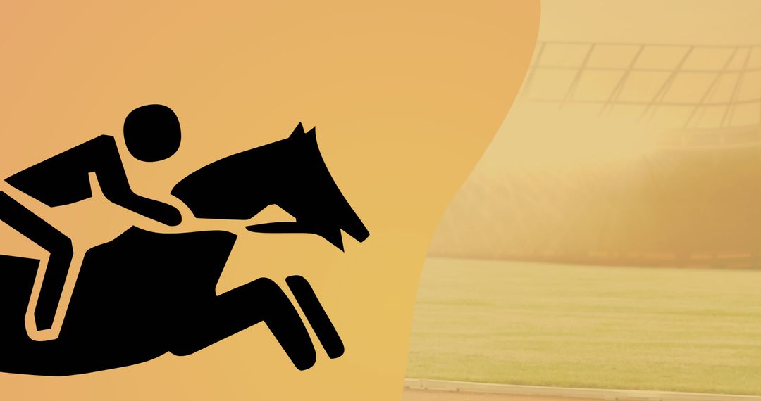 Minimalist horse racing silhouette on orange background
