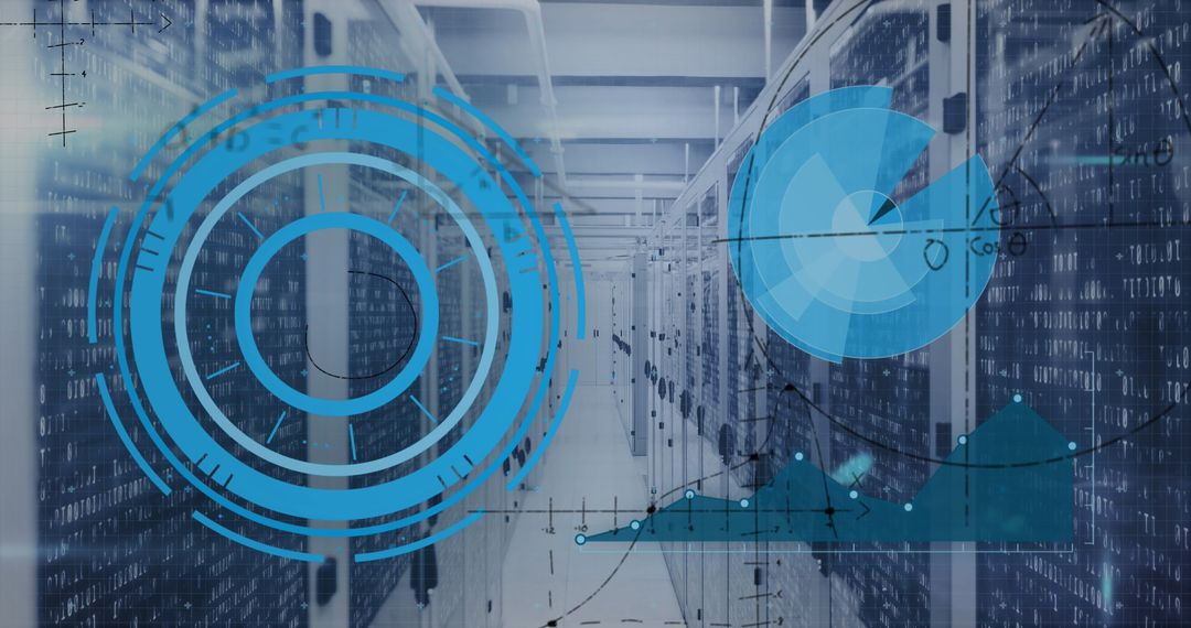 Futuristic Technology Interface in a Server Room