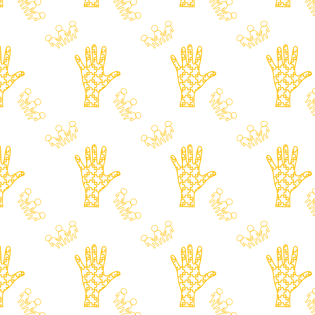 Yellow Hand and Human Figure Pattern on Transparent Background
