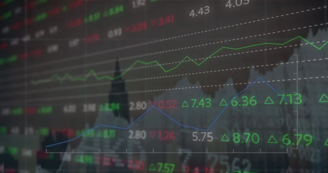 Dynamic Trading Board with Graph Overlay on Cityscape