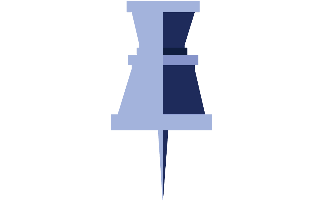 Blue Pushpin with Copy Space on Transparent Background