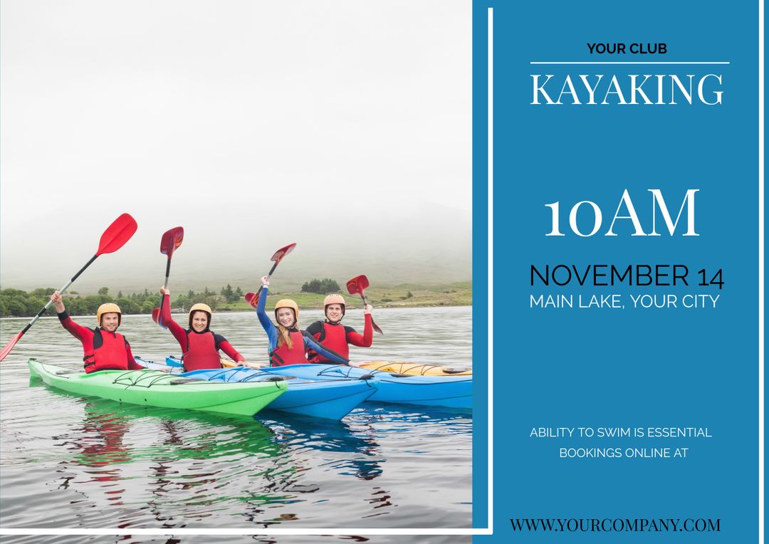 Group Kayaking on Serene Lake Promoting Travel and Fitness Adventures - Download Free Stock Templates Pikwizard.com