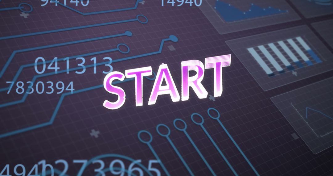 Futuristic Start Button with Digital Data Concept