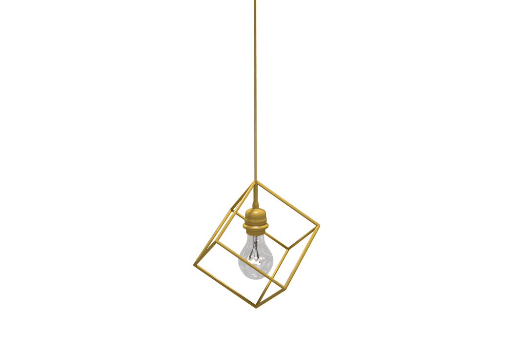 Minimalist Transparent Pendant Light with Geometric Gold Frame