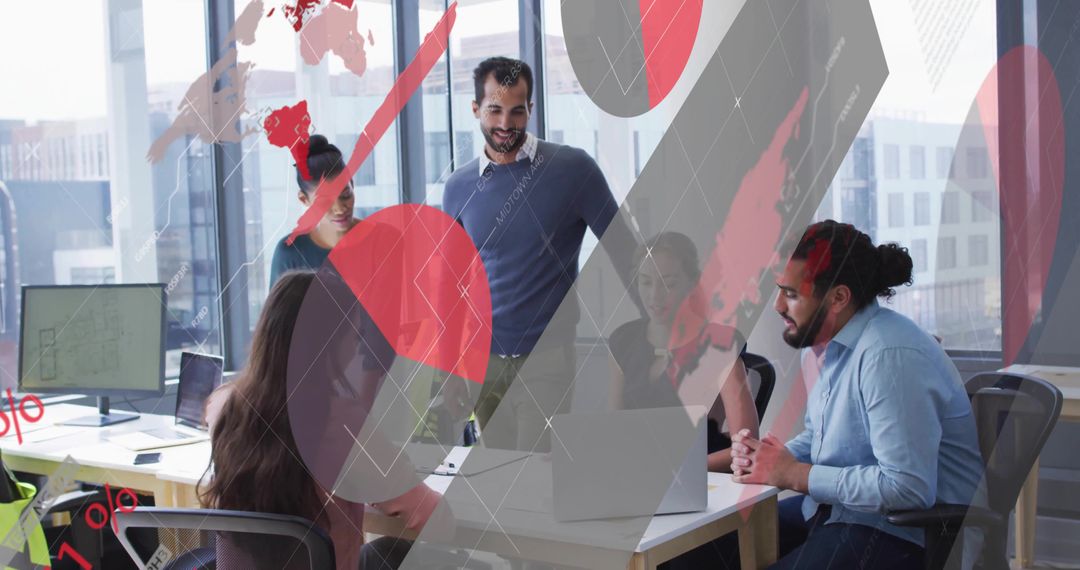 Corporate Team Collaborating on Data Analytics in Modern Office