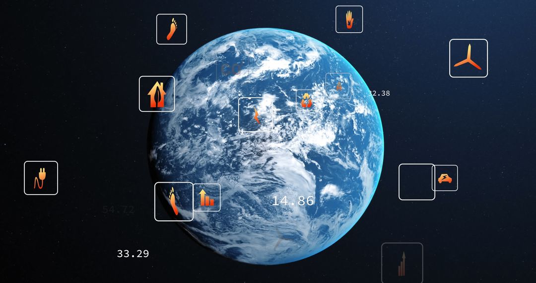 Earth with Eco-Friendly Digital Interface Icons