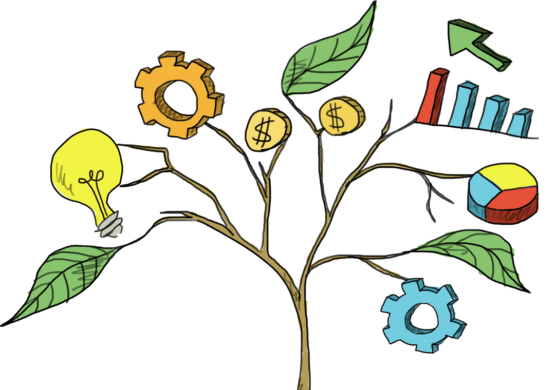 Transparent Financial Success Innovation Tree Graphic