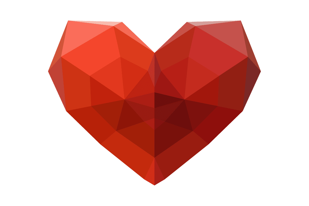 Transparent Red 3D Pixel Heart Illustration for Valentine's Day