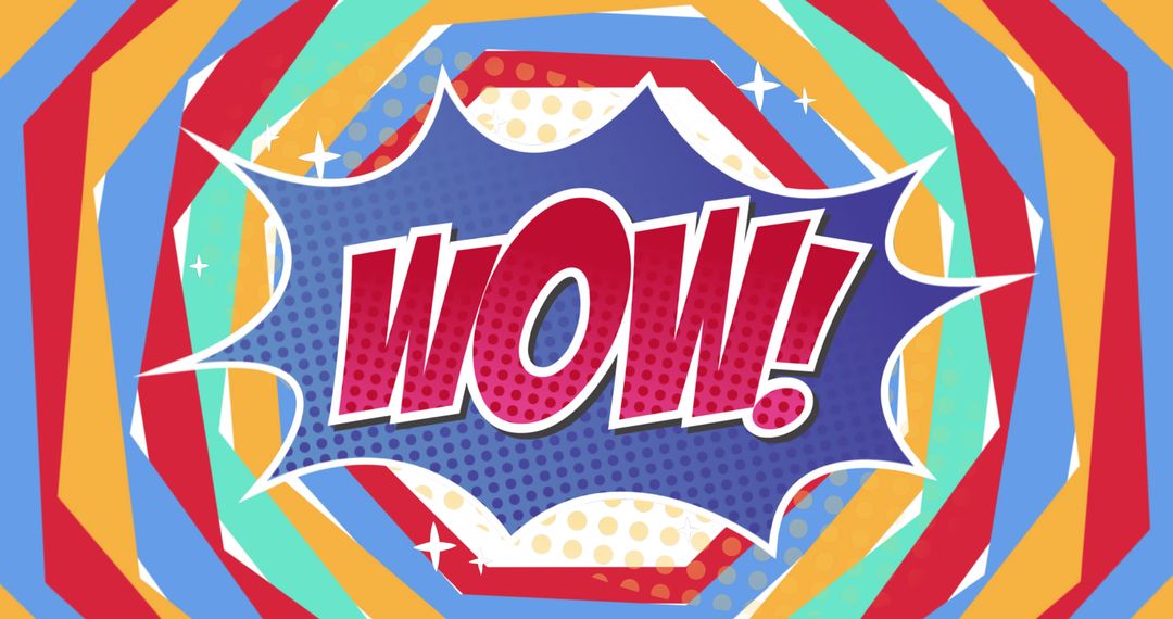 Vibrant Wow Speech Bubble with Colorful Background