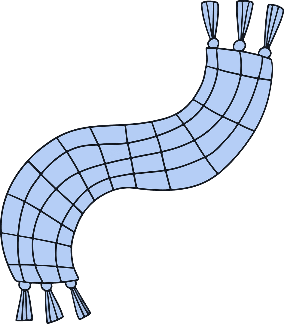 Flowing Blue Checked Scarf Isolated on Transparent Background