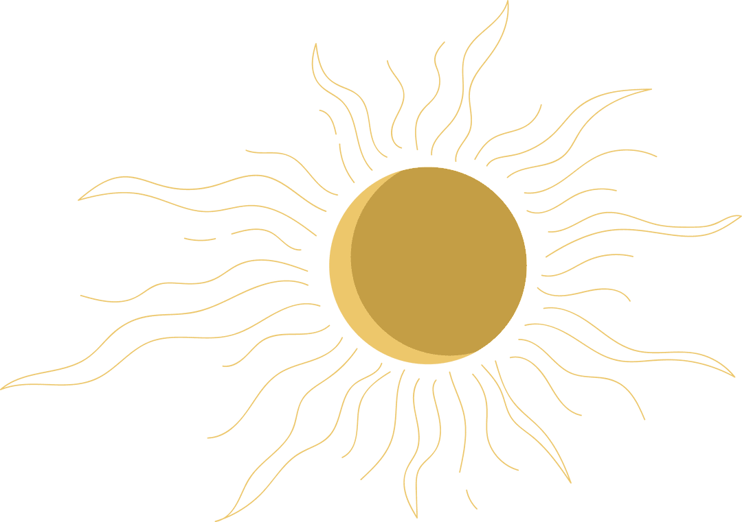 Radiant Sun With Wavy Rays Symbol on Transparent Background