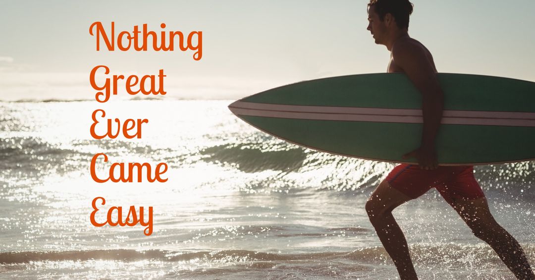 Surfer at Sunrise Embracing Perseverance and Motivation