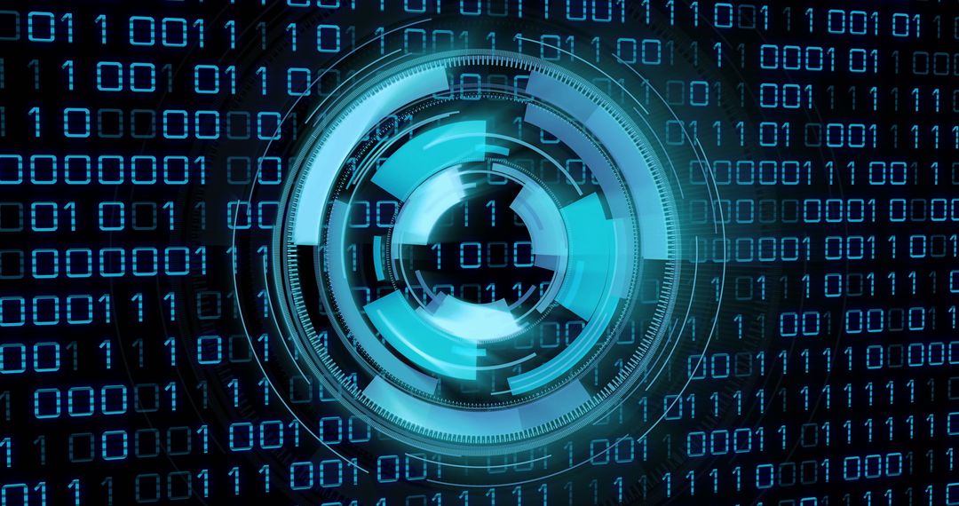 Futuristic Digital Interface with Glowing Binary Code