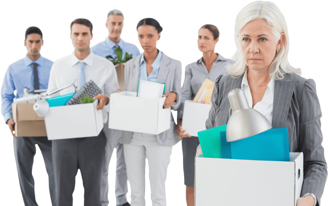 Transparent Background Corporate Layoff with Diverse Employees