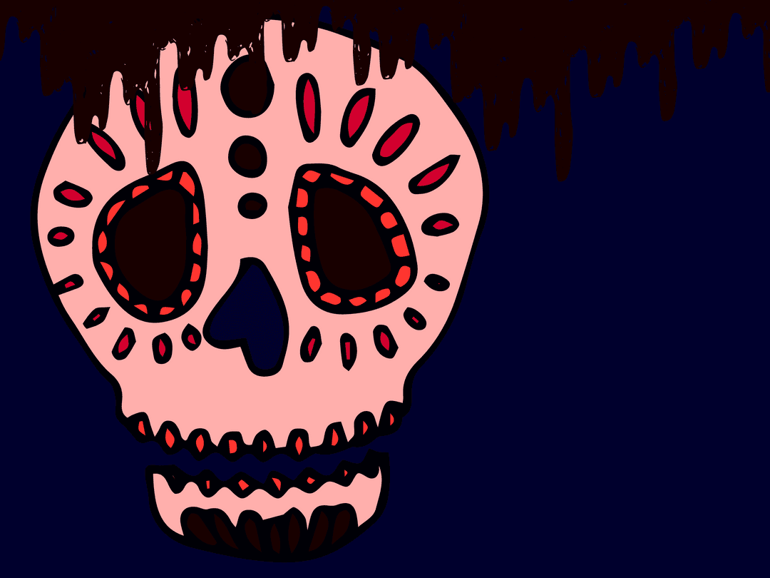 Colorful Sugar Skull Abstract Vector on Transparent Background