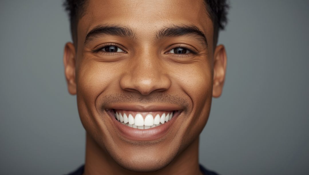 Confident Smiling Man with Bright White Teeth in Studio