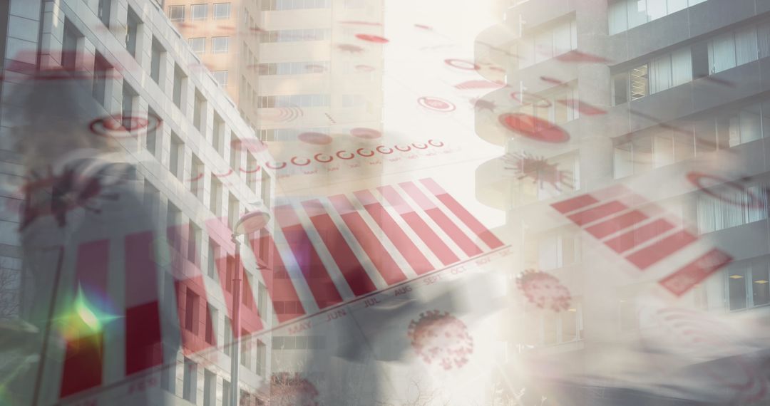 Digital Interface with Covid-19 Statistics Over Urban Scene