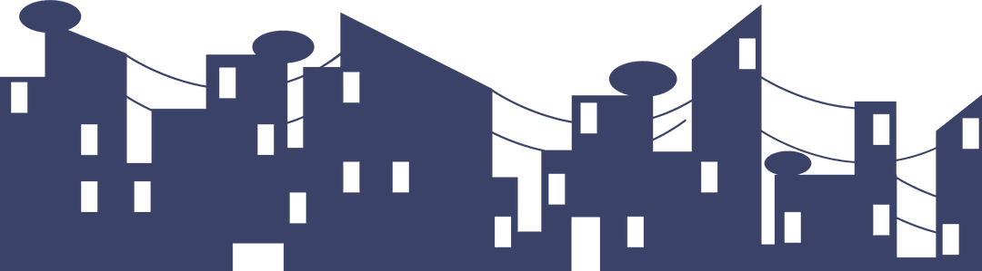 Modern Urban Cityscape Silhouette on Transparent Background