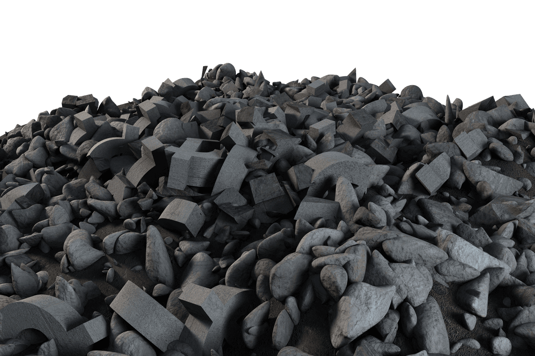 Digital Heap of Rocks and Crumbled Letters with Transparent Background - Download Free Stock Images Pikwizard.com