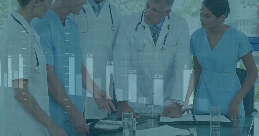 Medical Team Collaborating with Data Analytics in Healthcare Discussion