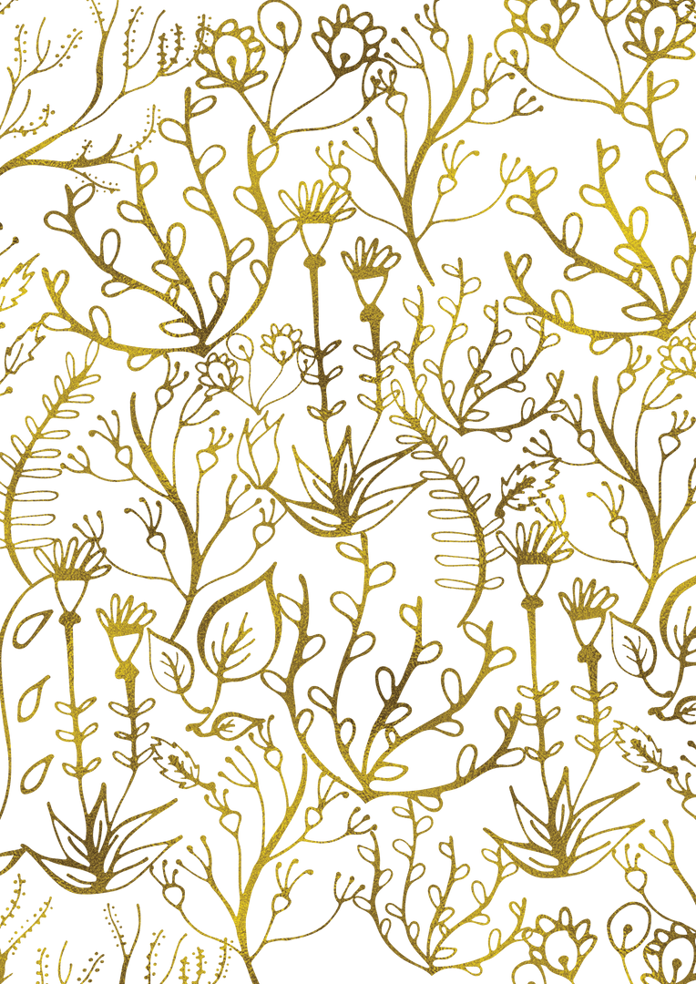 Transparent Golden Floral Pattern on Black Background